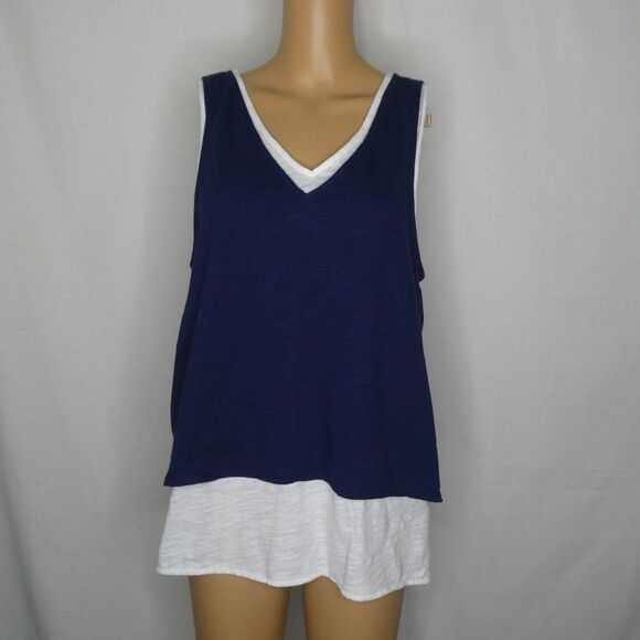 Neon Buddha Layered V Neck Sweater Tank Split Back - Picture 1 of 9